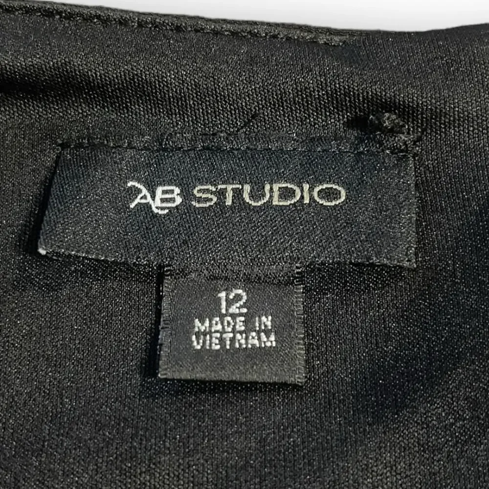 AB Studio Tie Split Sleeve Sheath Dress Black 12